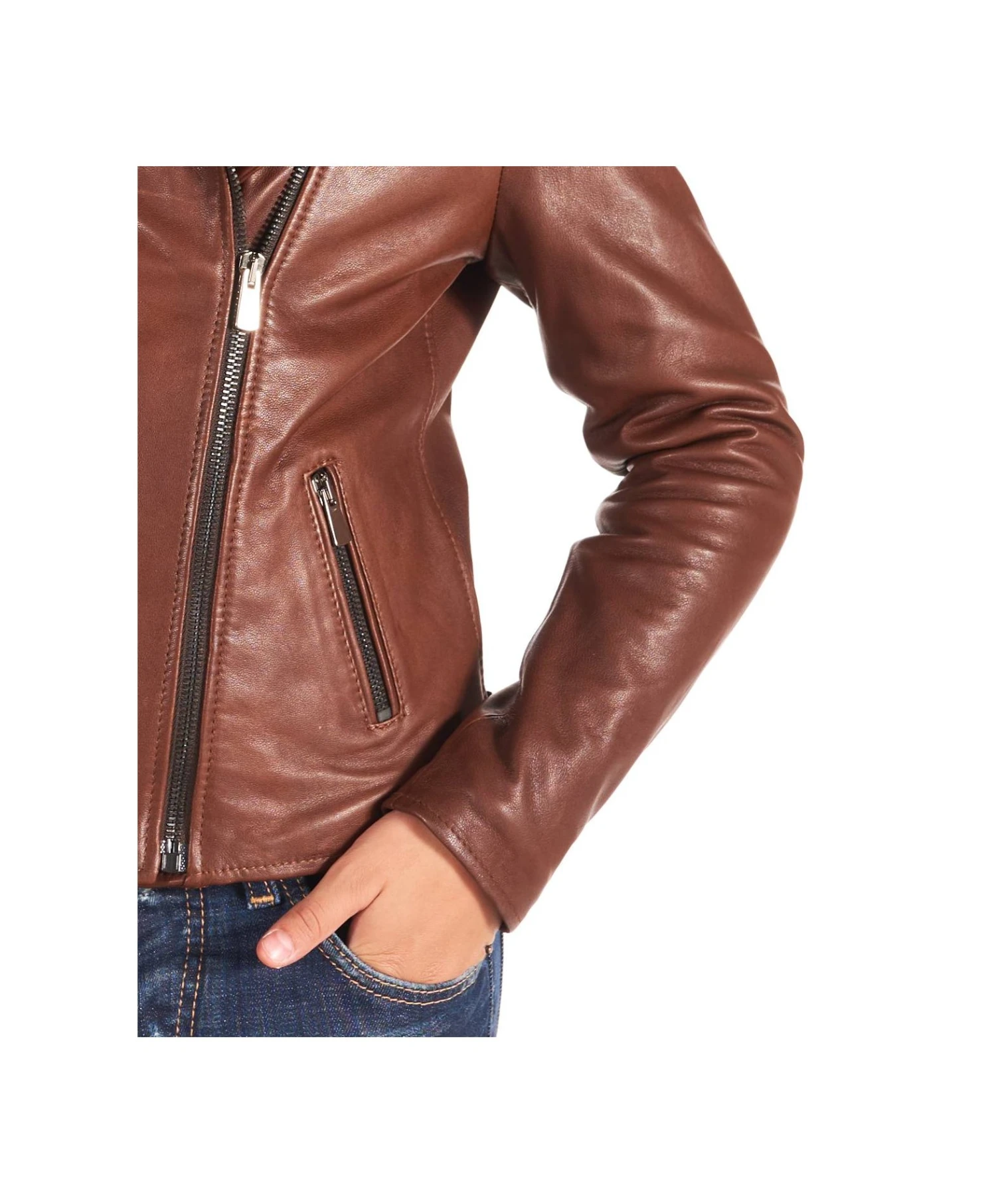 Chiodo Baby Bikerjacke Vintage Leder Farbe Fur Kinder Unisex 2 Chiodo Baby Bikerjacke Vintage Leder Farbe Fur Kinder Unisex – Bild 2