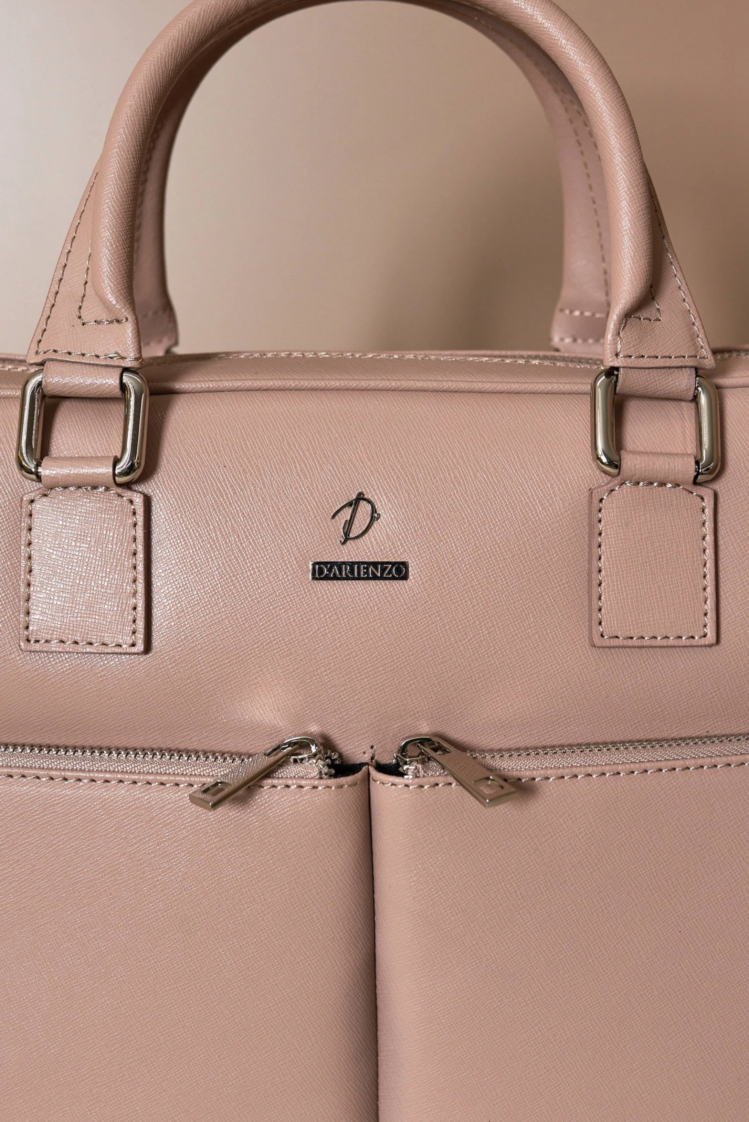 Beige Laptop Aktentasche Aus Leder Doppelte Fronttasche 2 Beige Laptop Aktentasche Aus Leder Doppelte Fronttasche – Bild 2