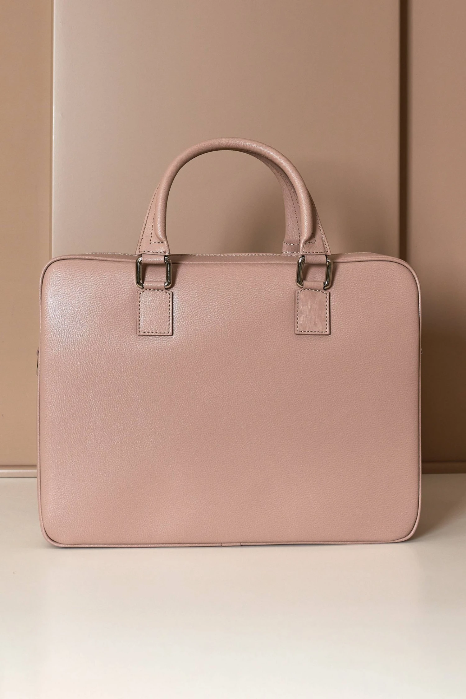 Beige Laptop Aktentasche Aus Leder Doppelte Fronttasche 5 Beige Laptop Aktentasche Aus Leder Doppelte Fronttasche – Bild 5