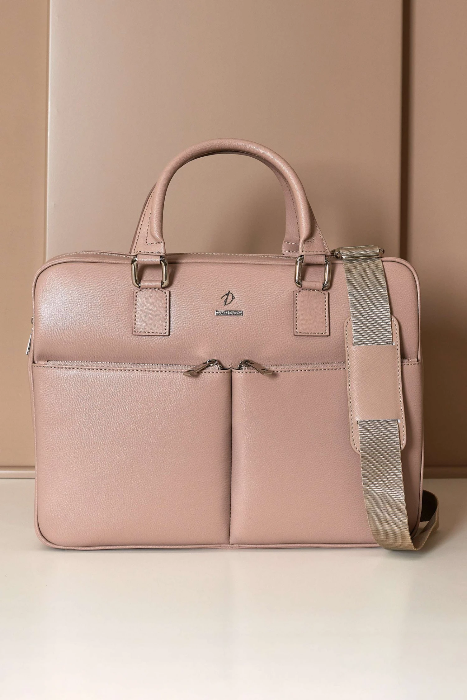 Beige Laptop Aktentasche Aus Leder Doppelte Fronttasche 8 Beige Laptop Aktentasche Aus Leder Doppelte Fronttasche – Bild 8