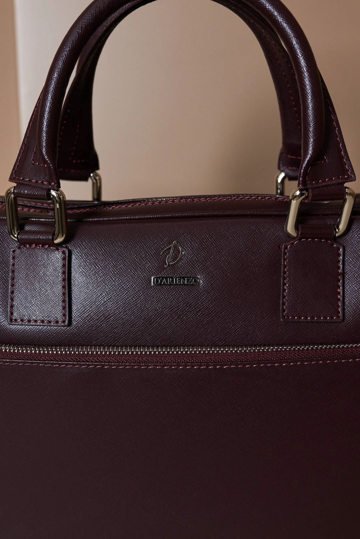 Burgunder Laptop Aktentasche Aus Leder Fronttasche Reißverschluss 2 Burgunder Laptop Aktentasche Aus Leder Fronttasche Reißverschluss – Bild 2