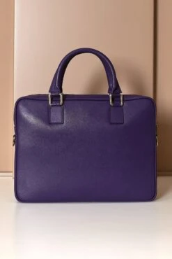 Dunkelviolette Laptop Aktentasche Aus Leder Fronttasche Reißverschluss -D’ARIENZO Verkäufe Laptop Aktentasche leder Schultertasche echtes leder dunkelviolette Dylan 5