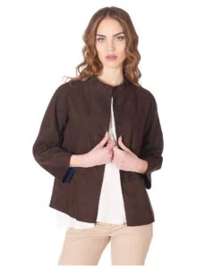 Dunkelbraune Wildleder Bolero Aus Gefüttertes Stofffutter