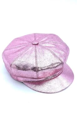 Rosa Damen Lederhut Laminierter Leder Barett Mit Visier -D’ARIENZO Verkäufe Lederhut fur frauen leder kappe echtes leder rosa Taormina 3