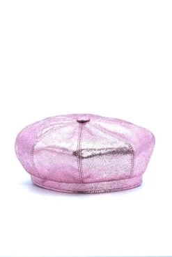 Rosa Damen Lederhut Laminierter Leder Barett Mit Visier -D’ARIENZO Verkäufe Lederhut fur frauen leder kappe echtes leder rosa Taormina 4