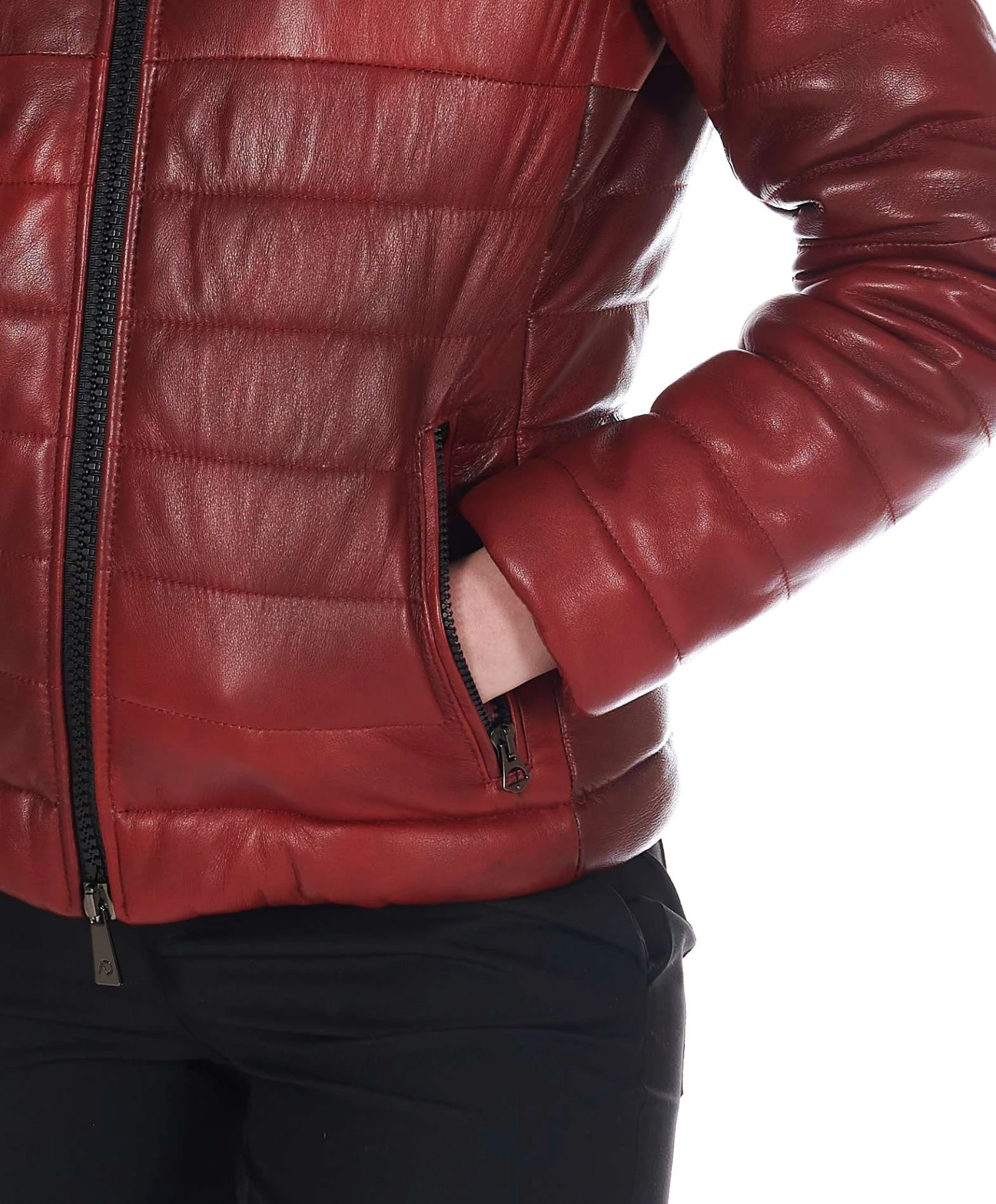 Schwarze Gefütterte Jacke Nappaleder Mit Kapuze 8 Schwarze Gefütterte Jacke Nappaleder Mit Kapuze – Bild 8