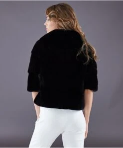 Nerzpelz Pelzjacke Mit Halsvulkan • Schwarze Farbe -D’ARIENZO Verkäufe Nerzpelz Pelzjacke mit Halsvulkan schwarze farbe 5