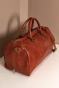 Lederfarben Reisetasche Aus Leder Mit Klappgriff -D’ARIENZO Verkäufe Reisetasche Leder Schultertasche echtes leder lederfarben Morris 3