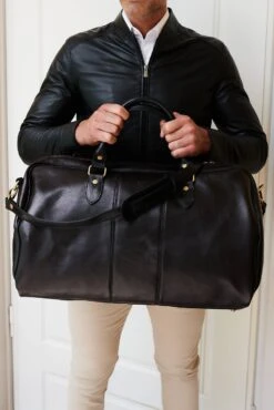 Schwarze Reisetasche Aus Leder Mit Klappgriff -D’ARIENZO Verkäufe Reisetasche Leder Schultertasche echtes leder schwarze Morris 10