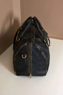 Schwarze Reisetasche Aus Vintage Leder Mit Reißverschluss -D’ARIENZO Verkäufe Reisetasche Leder Schultertasche vintage echtes leder schwarze Morris 6