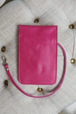 Fuchsia Mobile Umhängetasche Aus Leder Mit Schultergurt -D’ARIENZO Verkäufe Umhangetasche leder Schultertasche echtes leder fuchsia Noah 3