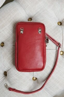 Burgunder Mobile Umhängetasche Aus Leder Mit Schultergurt -D’ARIENZO Verkäufe Umhangetasche leder fur frauen Schultertasche echtes leder burgunder Willow 2