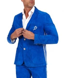 Blauer Wildlederanzug Jacke Und Hose