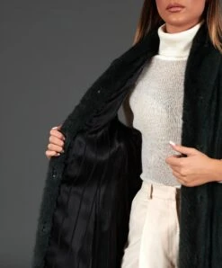 Ausgestellte ärmellose Nerzpelzmantel• Petrolgrün -D’ARIENZO Verkäufe damen nerzmantel armellose ausgestellt echtes nerzfell grune farbe 9