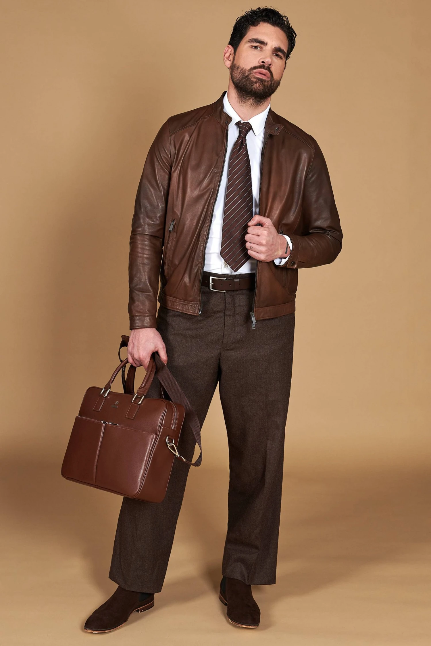 Trübe Braune Lederjacke Lammleder Glatter-effekt 2 Trübe Braune Lederjacke Lammleder Glatter-effekt – Bild 2