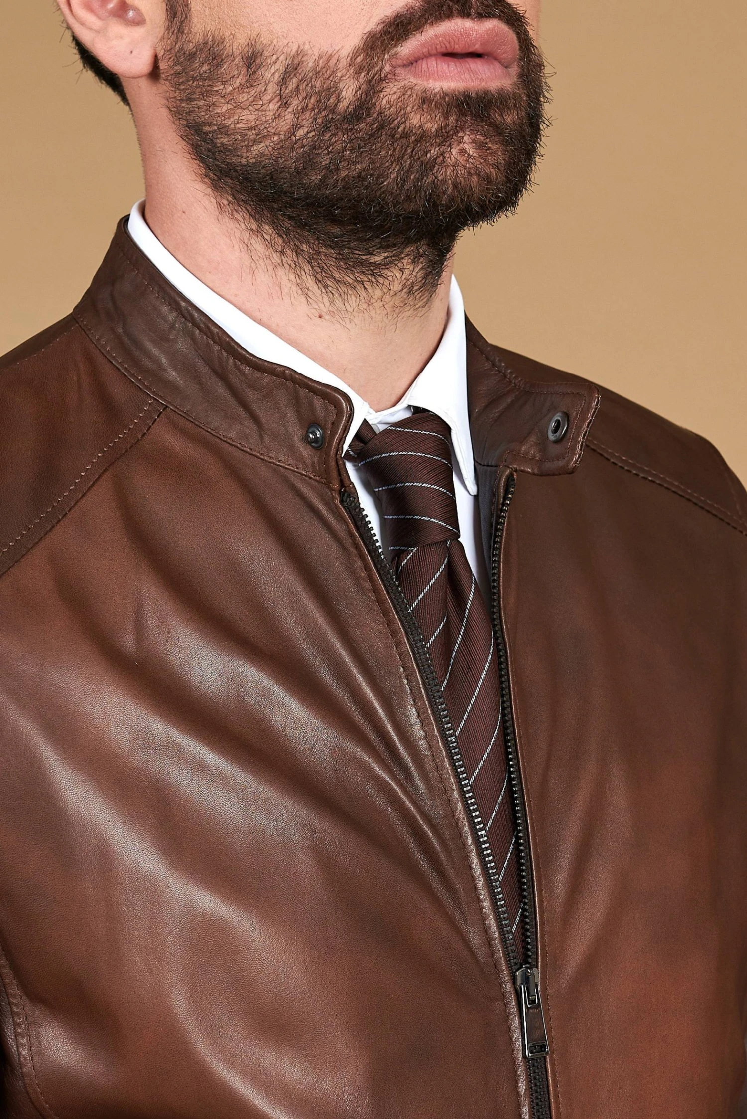 Trübe Braune Lederjacke Lammleder Glatter-effekt 13 Trübe Braune Lederjacke Lammleder Glatter-effekt – Bild 13