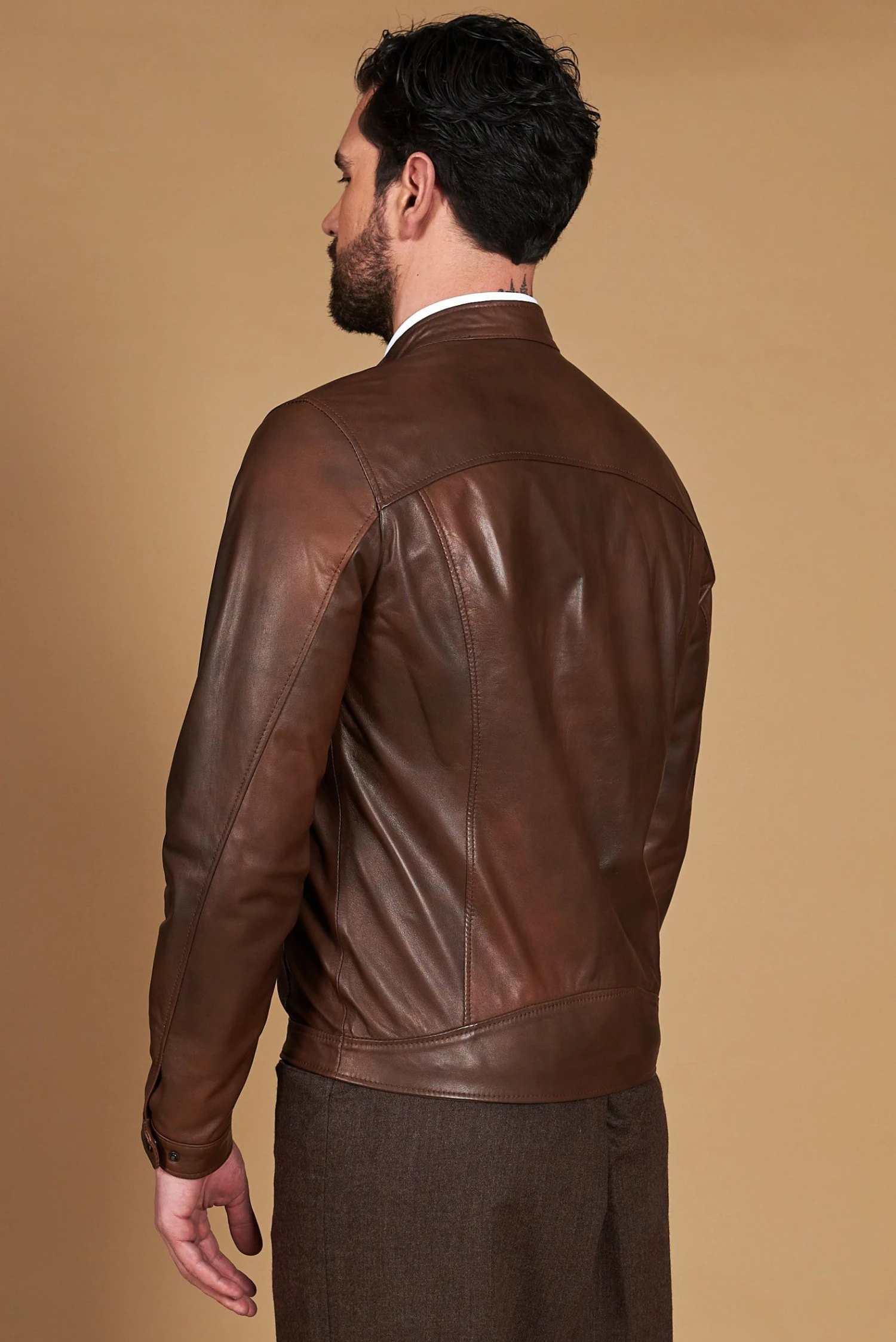 Trübe Braune Lederjacke Lammleder Glatter-effekt 10 Trübe Braune Lederjacke Lammleder Glatter-effekt – Bild 10