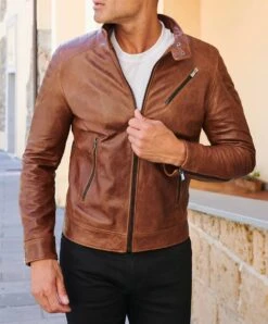 Ledern Lederjacke Biker Mit Gesteppten Schultern Vinatge-Effekt -D’ARIENZO Verkäufe herren lederjacke bikerjacke vintage echtes leder lederfarben U411 2