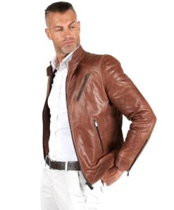 Ledern Lederjacke Biker Mit Gesteppten Schultern Vinatge-Effekt -D’ARIENZO Verkäufe herren lederjacke bikerjacke vintage echtes leder lederfarben U411 7