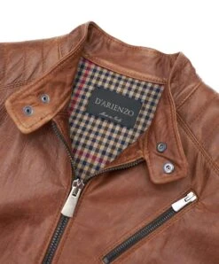 Ledern Lederjacke Biker Mit Gesteppten Schultern Vinatge-Effekt -D’ARIENZO Verkäufe herren lederjacke bikerjacke vintage echtes leder lederfarben U411 9