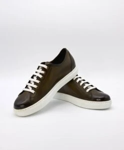 Grüne Kalbsleder Sneakers Schuh Für Männer -D’ARIENZO Verkäufe herren lederschuhe sneakers echtes leder grun Positano 2