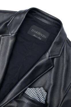 Schwarze Blazer Aus Nappaleder Mit Zwei Knöpfe -D’ARIENZO Verkäufe klassische lederjacke herren blazer echtes leder schwarz Luke 14