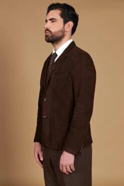 Braune Blazer Aus Wildleder Mit Zwei Knöpfe -D’ARIENZO Verkäufe klassische wildlederjacke herren blazer echtes leder braune Luke 7