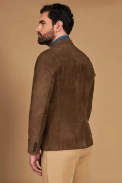 Taupe Blazer Aus Wildleder Mit Zwei Knöpfe -D’ARIENZO Verkäufe klassische wildlederjacke herren blazer echtes leder taupe Luke 8