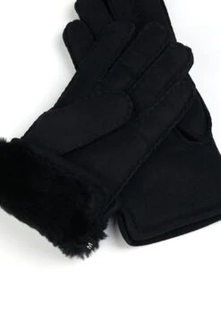 Schwarze Schaffellhandschuhe Für Damen In Merinoqualität -D’ARIENZO Verkäufe lammfell handschuhe herren warme handschuhe echtes leder schwarz Salima 2