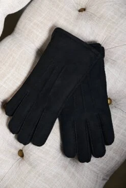 Schwarze Schaffellhandschuhe Für Herren In Merinoqualität