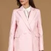 Zweireihiges Blazer Aus Rosa Leder Knopfverschluss