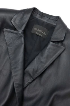 Zweireihiges Blazer Aus Schwarzem Leder Knopfverschluss -D’ARIENZO Verkäufe leder blazer damen echtes leder schwarze Giada 20