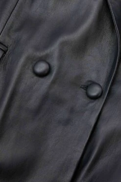 Zweireihiges Blazer Aus Schwarzem Leder Knopfverschluss -D’ARIENZO Verkäufe leder blazer damen echtes leder schwarze Giada 21