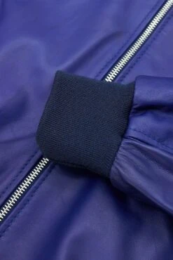 Elektrisches Blau Lederjacke Bomberjacke Koreanischer Kragen -D’ARIENZO Verkäufe leder bomberjacke herren lederjacke echte leder blau 106 12