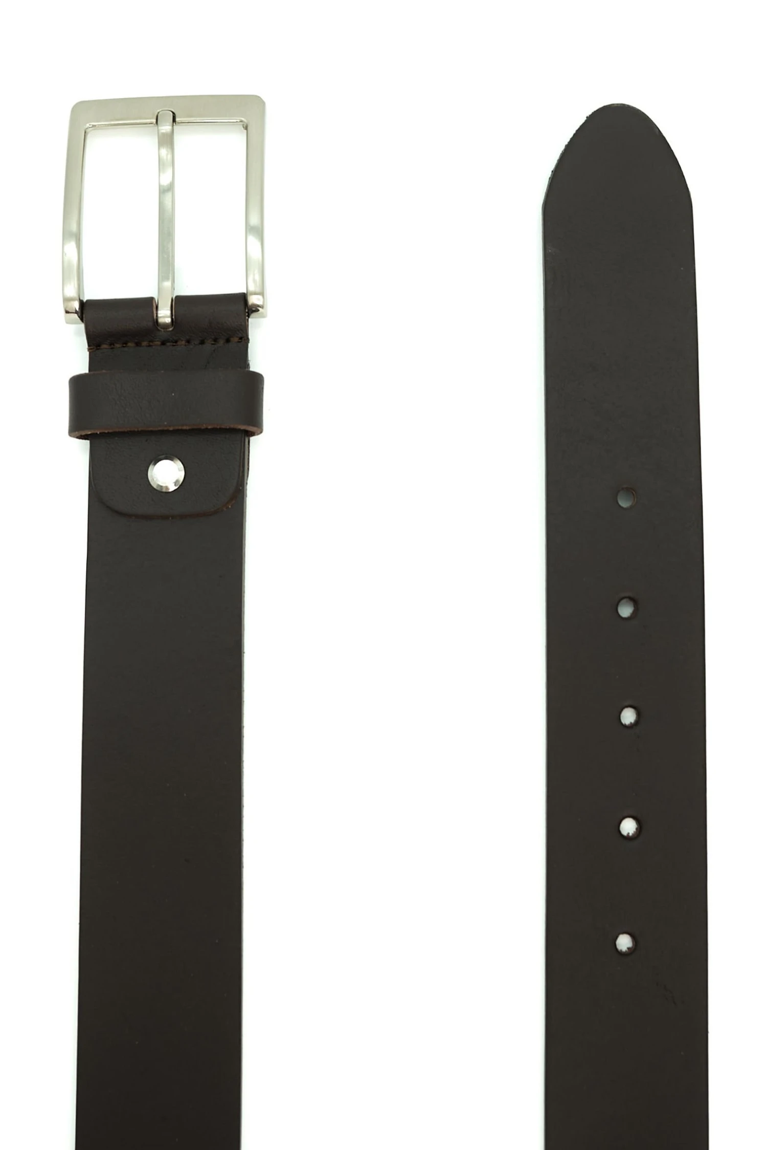 Braune Leder Gürtel Herren Kalbsleder Mit Silberfarbener Schließe 3 Braune Leder Gürtel Herren Kalbsleder Mit Silberfarbener Schließe – Bild 3