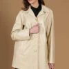 Einreihige Beige Lederjacke übergroße Version