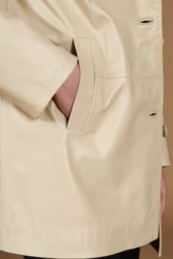 Einreihige Beige Lederjacke übergroße Version -D’ARIENZO Verkäufe leder jacke damen ubergro e echtes leder beige Wag 11