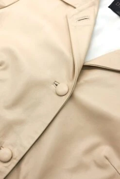 Einreihige Beige Lederjacke übergroße Version -D’ARIENZO Verkäufe leder jacke damen ubergro e echtes leder beige Wag 12
