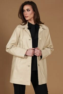 Einreihige Beige Lederjacke übergroße Version -D’ARIENZO Verkäufe leder jacke damen ubergro e echtes leder beige Wag 4