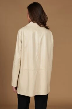Einreihige Beige Lederjacke übergroße Version -D’ARIENZO Verkäufe leder jacke damen ubergro e echtes leder beige Wag 7