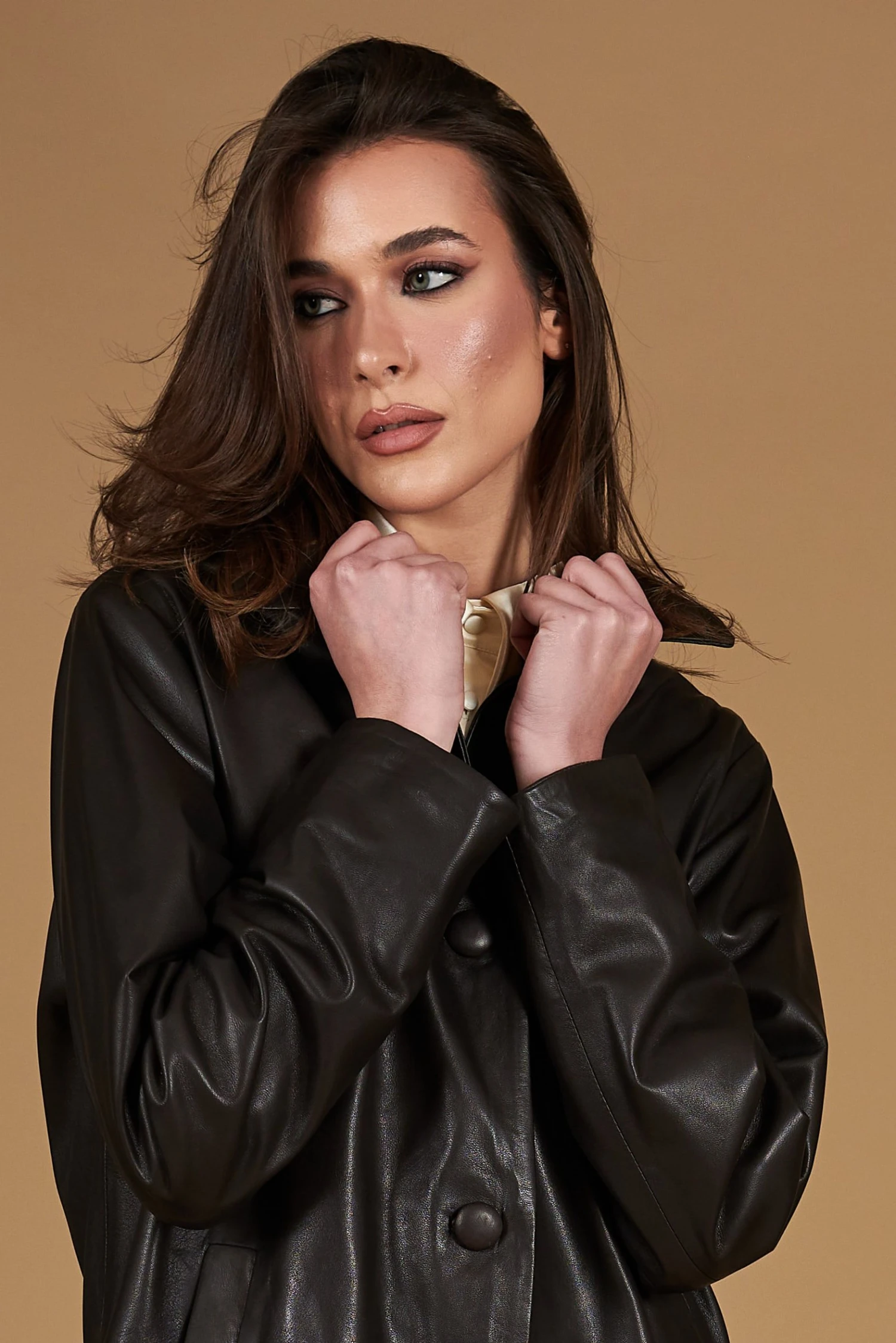 Braune Lederjacke übergroße Version 3 Braune Lederjacke übergroße Version – Bild 3