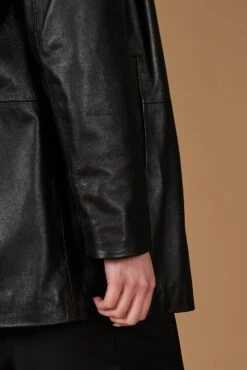 Einreihige Schwarze Lederjacke übergroße Version -D’ARIENZO Verkäufe leder jacke damen ubergro e echtes leder schwarze Wag 11