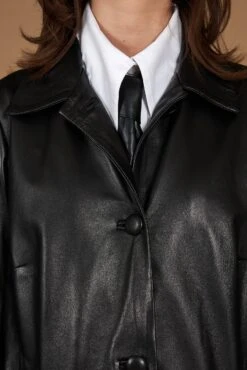 Einreihige Schwarze Lederjacke übergroße Version -D’ARIENZO Verkäufe leder jacke damen ubergro e echtes leder schwarze Wag 12