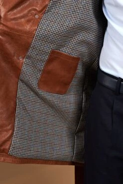 Zweireihiger Vintage-Ledermantel In Cognac Mit Gürtel -D’ARIENZO Verkäufe leder mantel fur manner ledermantel echtes leder lederfarben Spinel 14