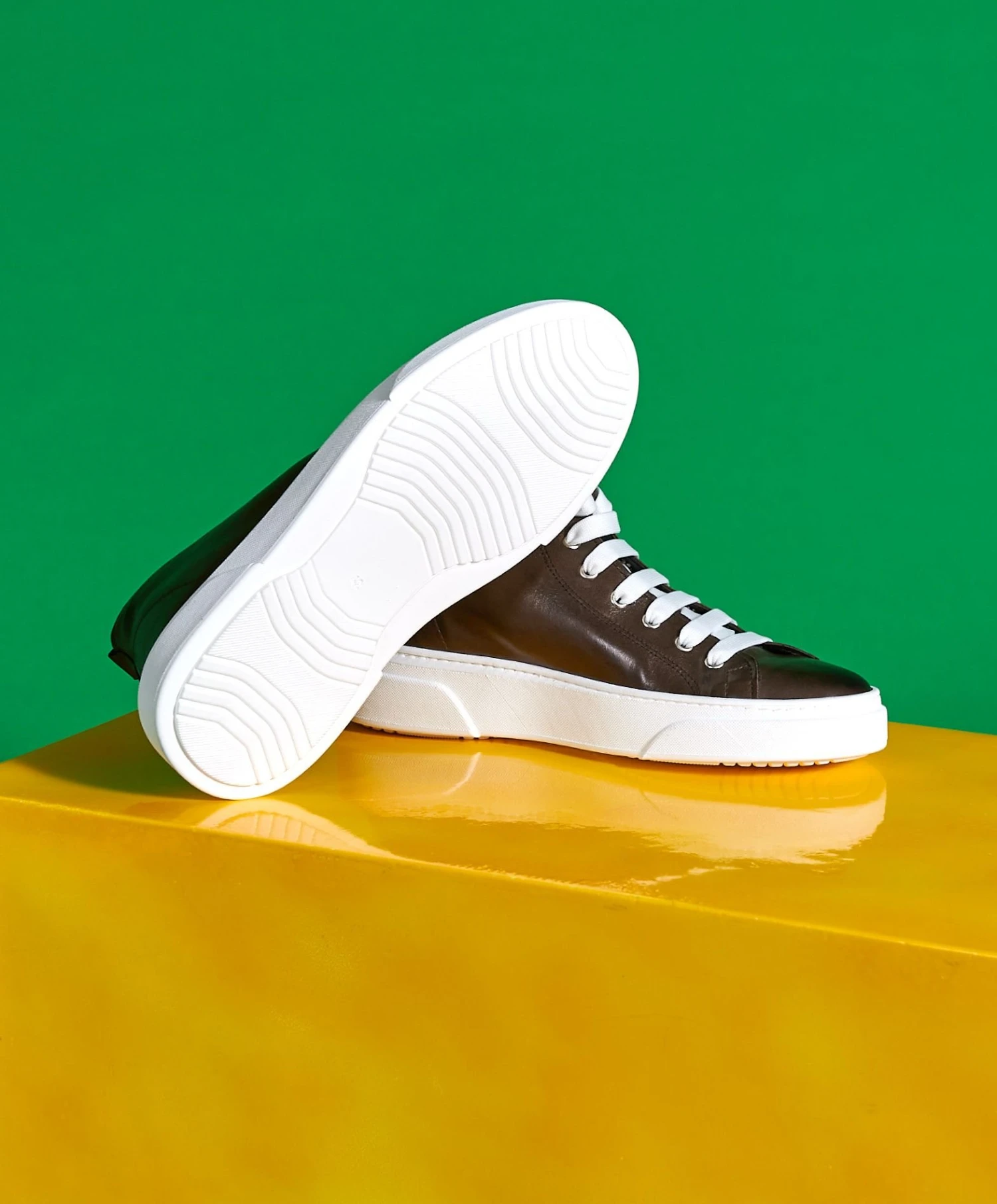 Taupe Leder Hohe Sneaker Schuh Für Männer 2 Taupe Leder Hohe Sneaker Schuh Für Männer – Bild 2