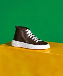 Taupe Leder Hohe Sneaker Schuh Für Männer 7 Taupe Leder Hohe Sneaker Schuh Für Männer -D’ARIENZO Verkäufe leder sneakers herren echtes leder braune Firenze 2