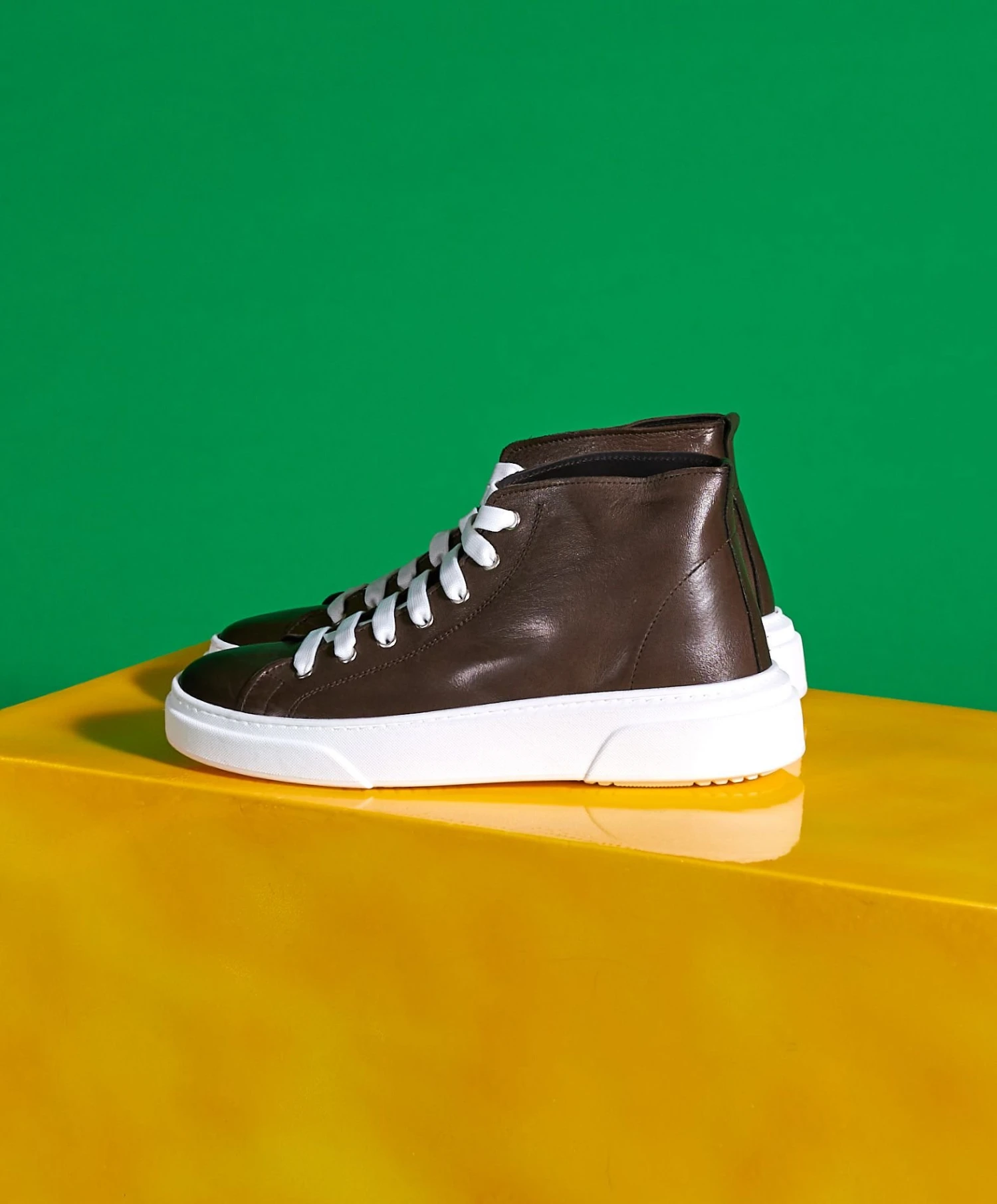 Taupe Leder Hohe Sneaker Schuh Für Männer 4 Taupe Leder Hohe Sneaker Schuh Für Männer – Bild 4