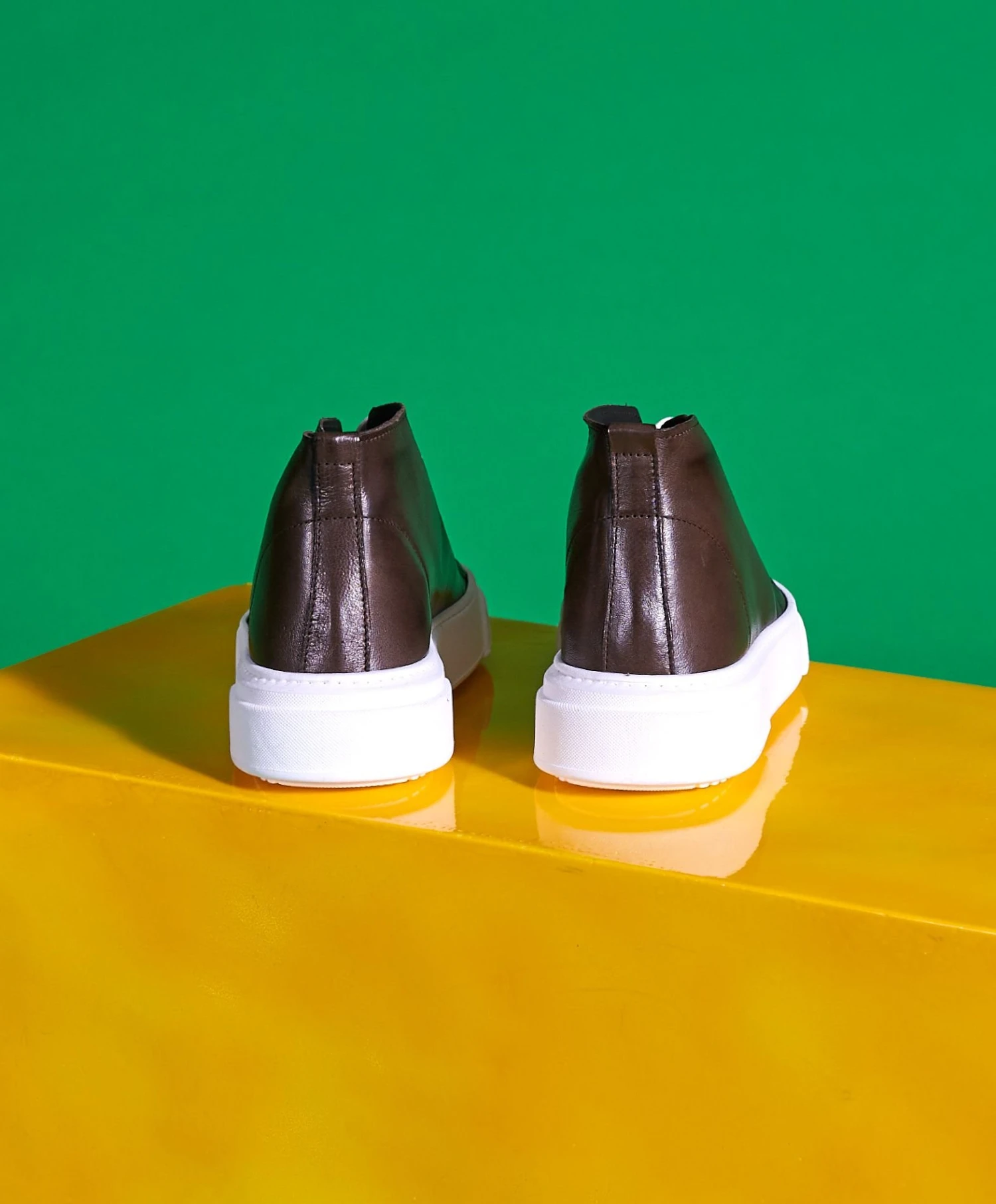 Taupe Leder Hohe Sneaker Schuh Für Männer 5 Taupe Leder Hohe Sneaker Schuh Für Männer – Bild 5