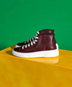 Burgunder Leder Hohe Sneaker Schuh Für Männer -D’ARIENZO Verkäufe leder sneakers herren echtes leder burgunder Firenze 3