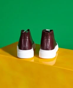 Burgunder Leder Hohe Sneaker Schuh Für Männer -D’ARIENZO Verkäufe leder sneakers herren echtes leder burgunder Firenze 4